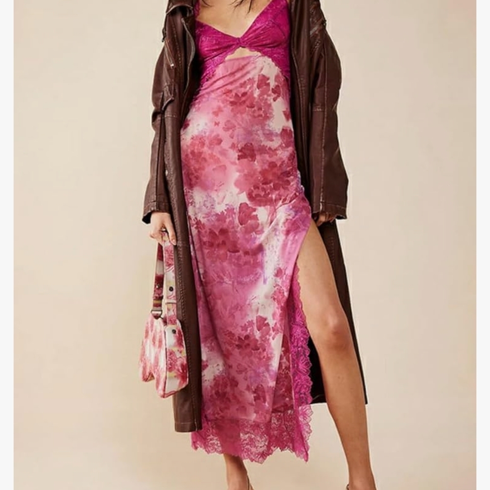 Free People Pink Floral Chemise